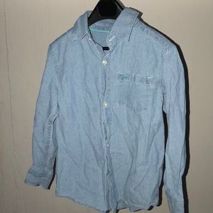 Denim blue button-down shirt